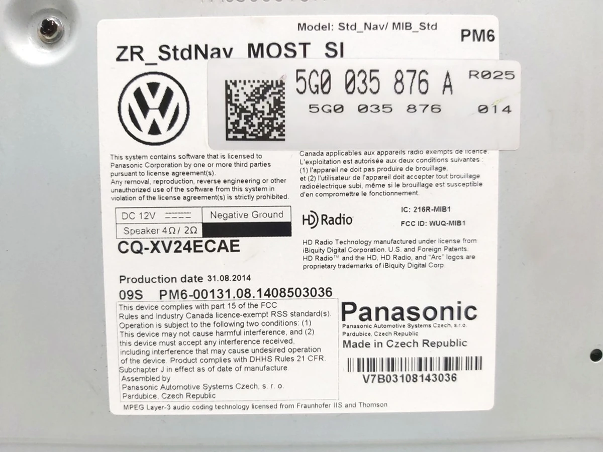 Information electronics control unit with Bluetooth SD / CD radio and navigation system Volkswagen E-GOLF 5G00