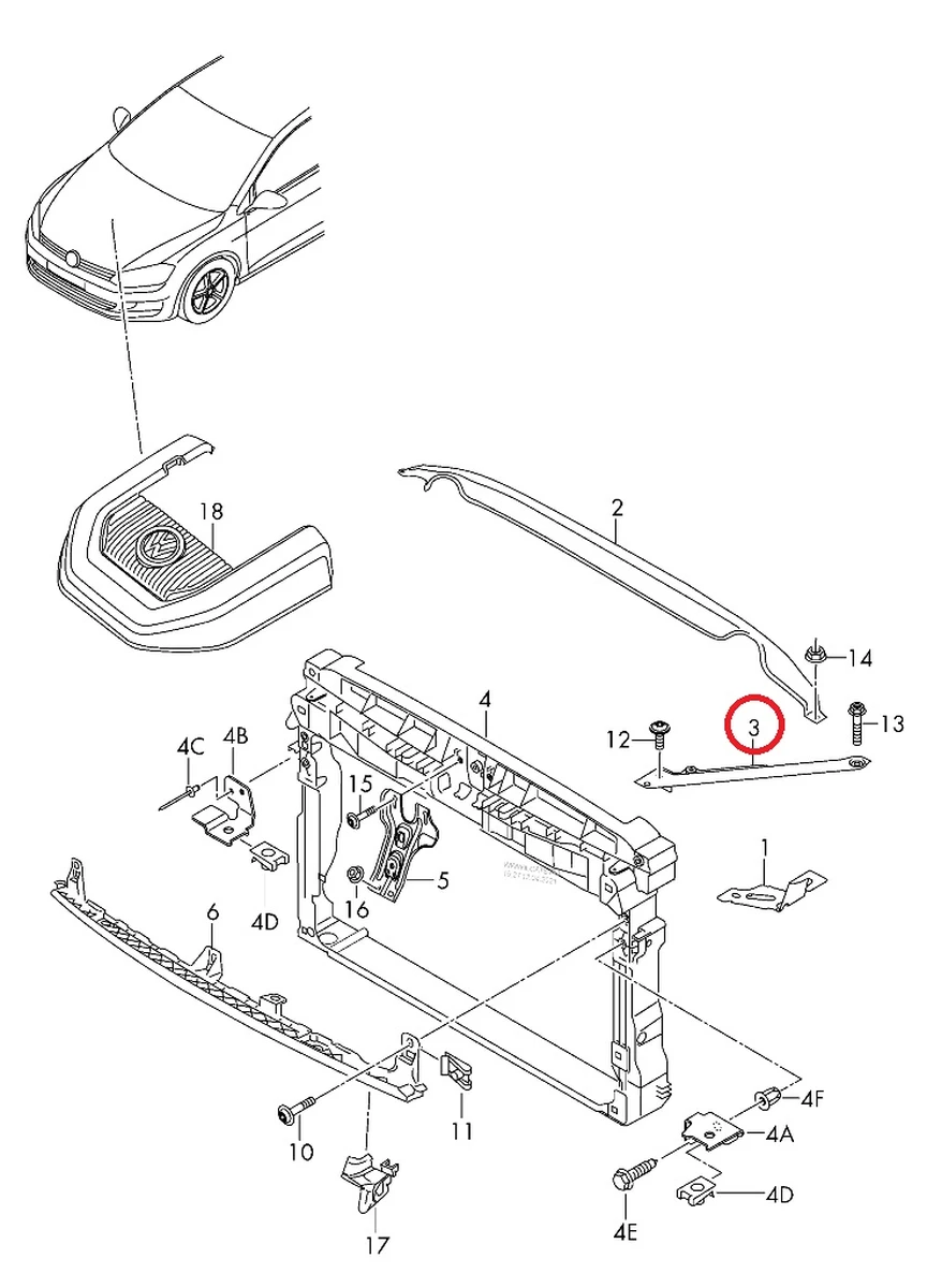 Стійка несуча Передня панель права 5G0805932 Volkswagen E-GOLF