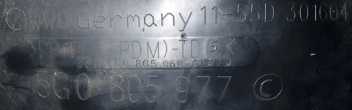 Підкрилок передній лівий пластик задня частина з ушкодженнями VW E-GOLF 5G0805969F