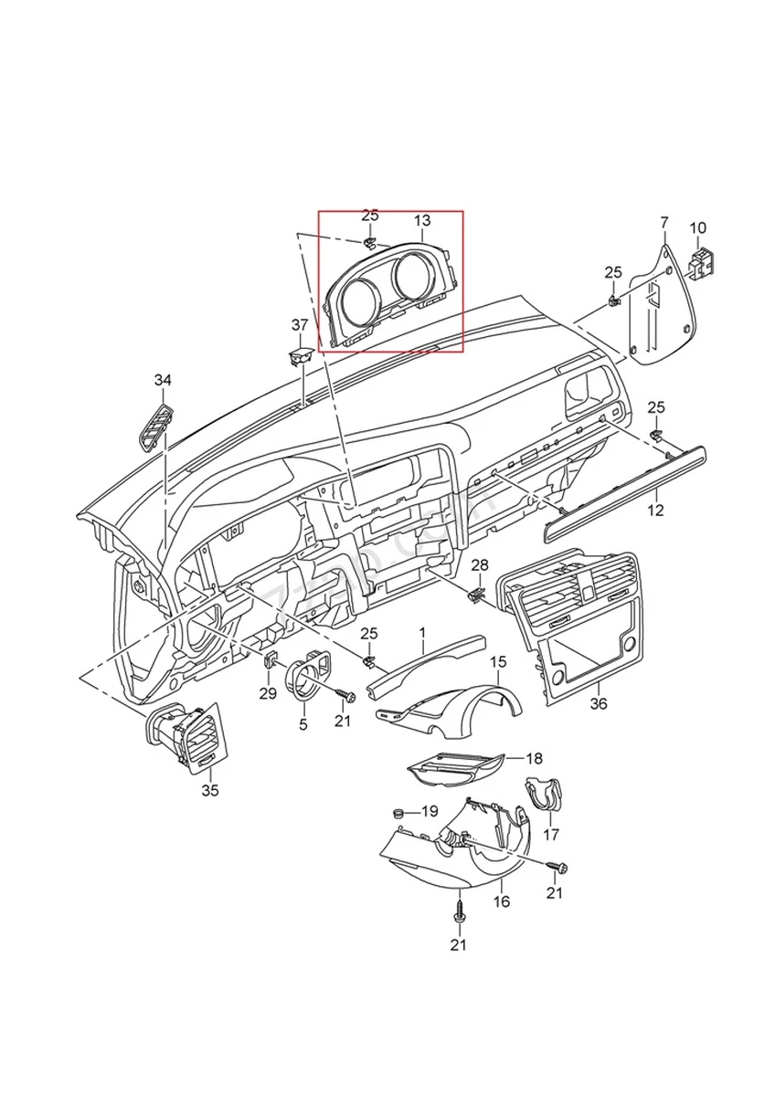 Накладка. Комбінація приладів 5G0857189 Volkswagen E-GOLF