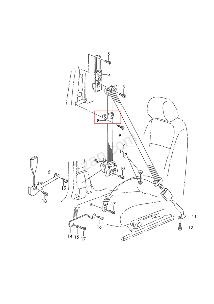 Напрямна ременя безпеки Volkswagen E-GOLF 5G0857817