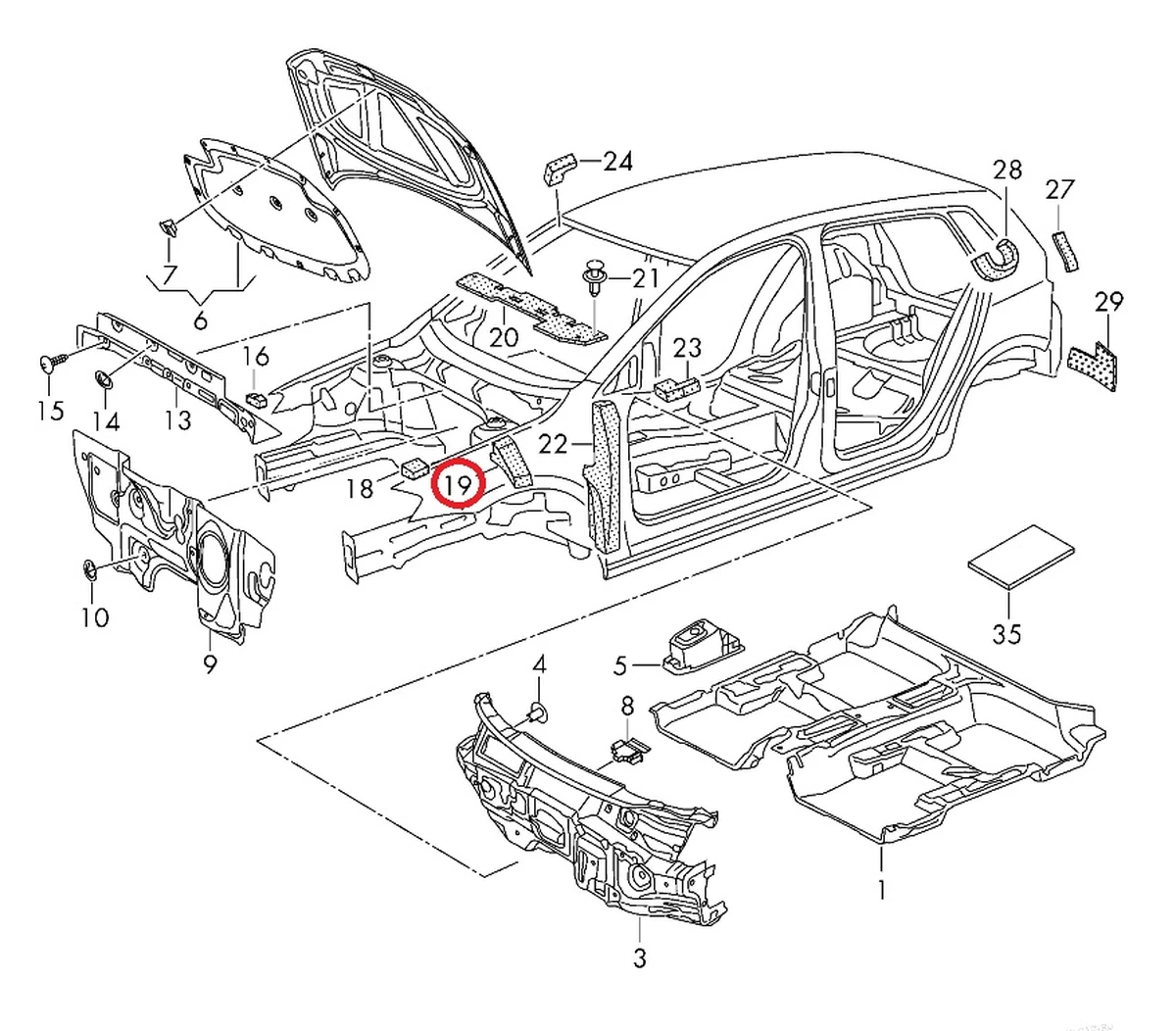 Теплошумоізолятор крила лівий / правий VW E-GOLF 5G0864237C