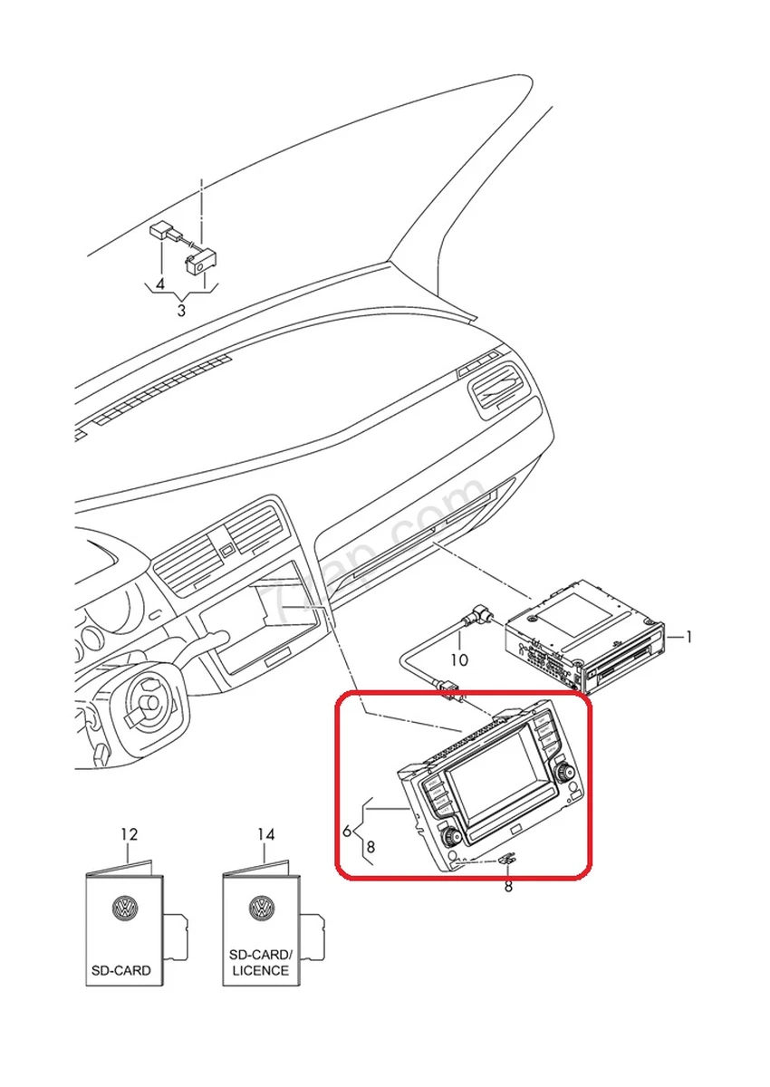 Панель управления и индикации с сенсорным экраном 5,8 дюймов Volkswagen E-GOLF 5G0919605K