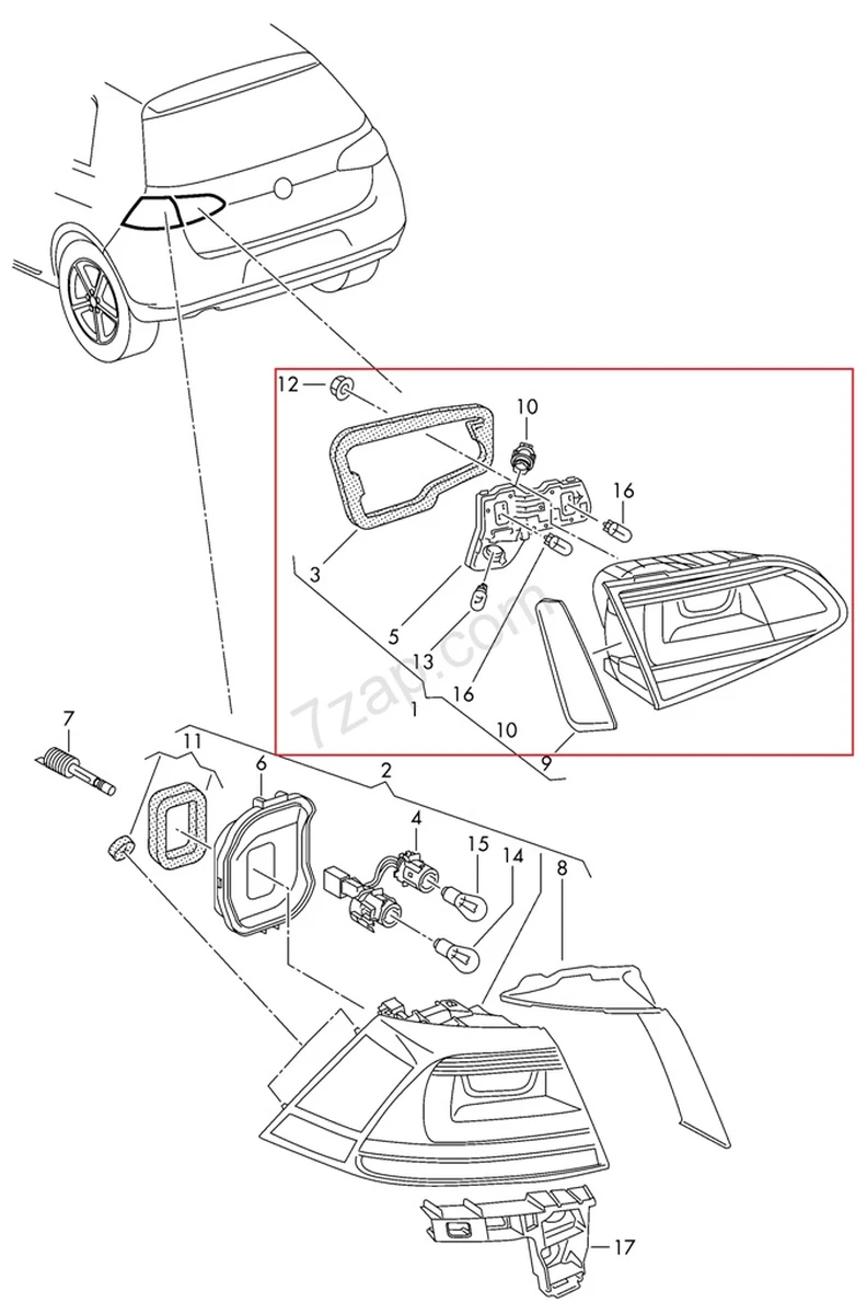 Rear left inner lamp Volkswagen E-GOLF 5G0945093AF