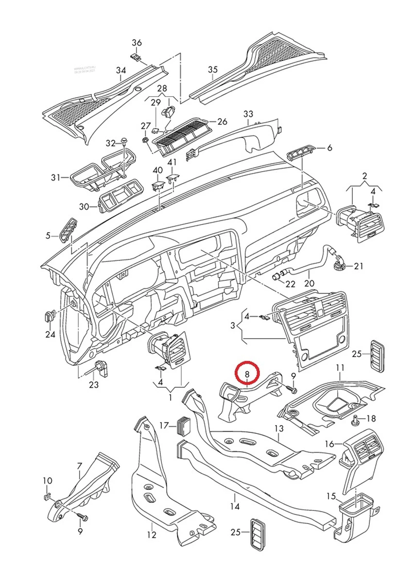 Повітропровід обдування ніг пасажира 5G1819152A Volkswagen E-GOLF