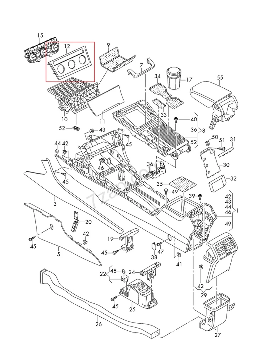 Накладка декоративная блока управления климатической установки dark magnesium Volkswagen E-GOLF 5G2863042C