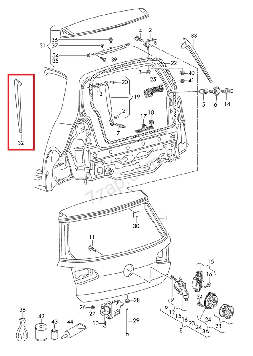 Спойлер кришки багажника бічній лівий Volkswagen E-GOLF 5G6805945
