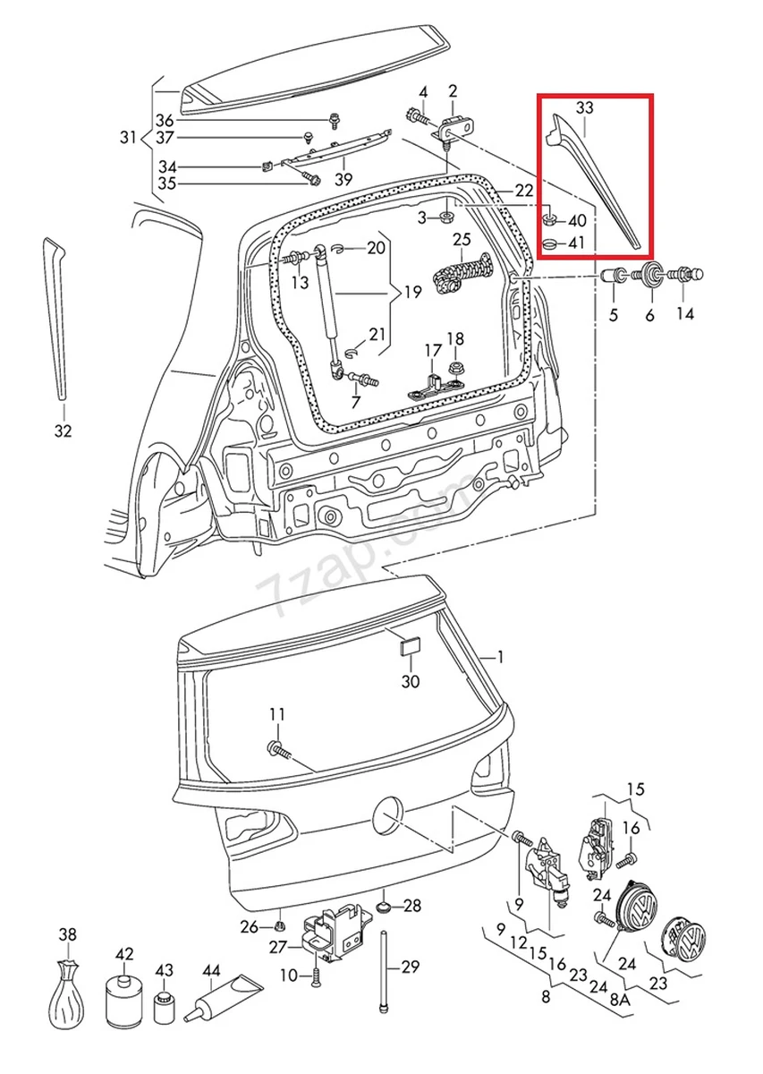Спойлер кришки багажника бічній правий Volkswagen E-GOLF 5G6805946