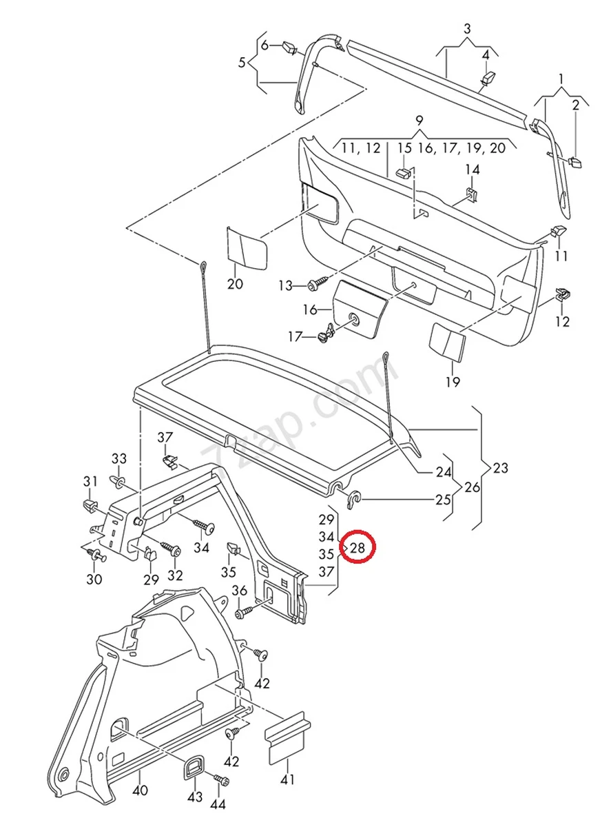 Накладка багажника внутрішня права пластик з пошкодженням в зборі 5G6867762H Volkswagen E-GOLF