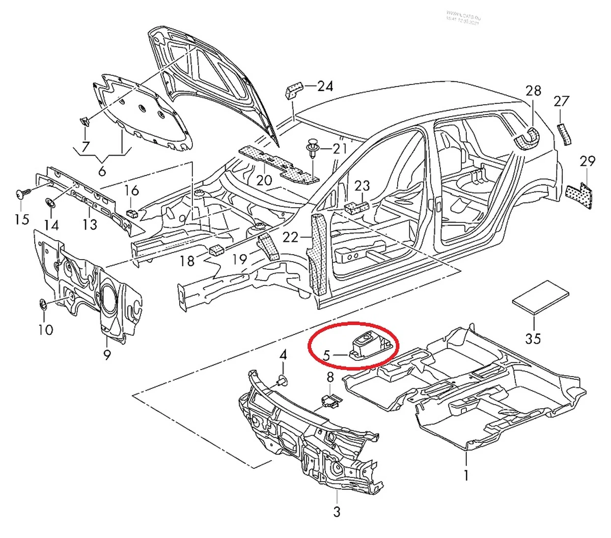 Накладка шумоізоляція механізму перемикання передач 5GE864761B Volkswagen E-GOLF