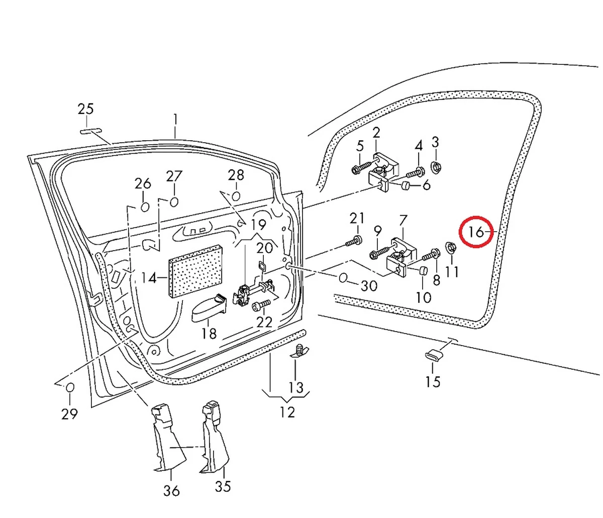 Ущільнювач дверного отвору переднього лівого 5GE867911A Volkswagen E-GOLF