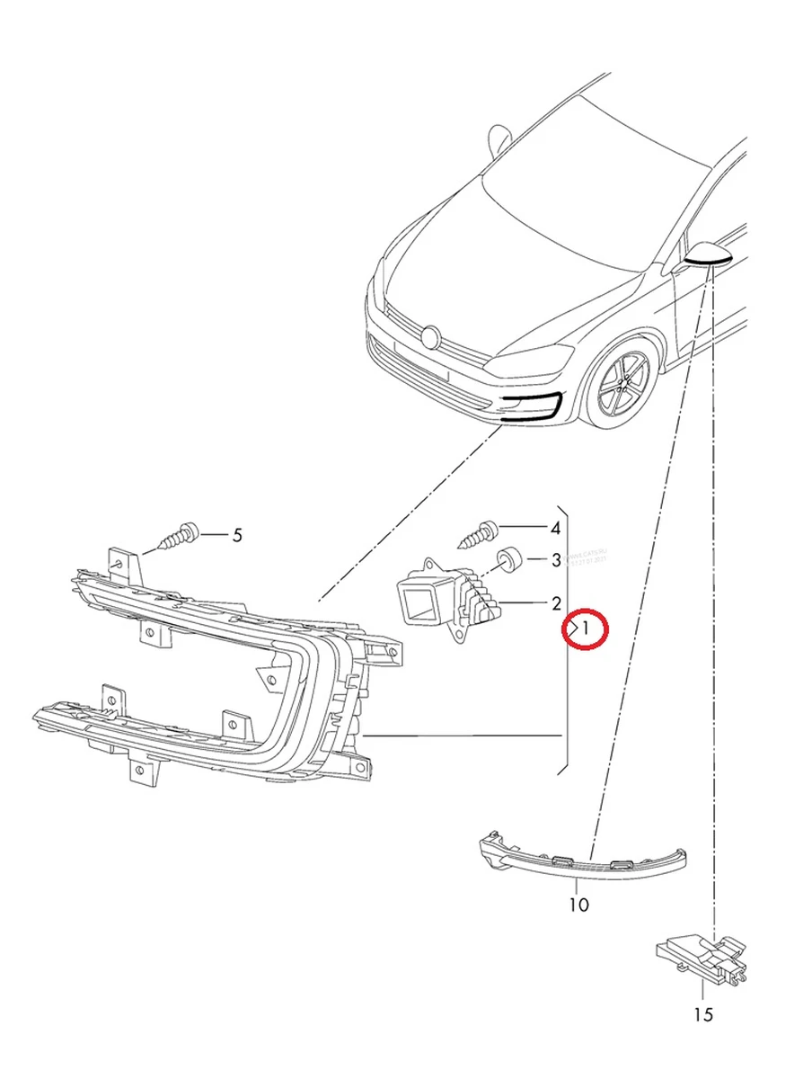 Фара протитуманна ліва LED з ушкодженнями Volkswagen E-GOLF 5GE941055B