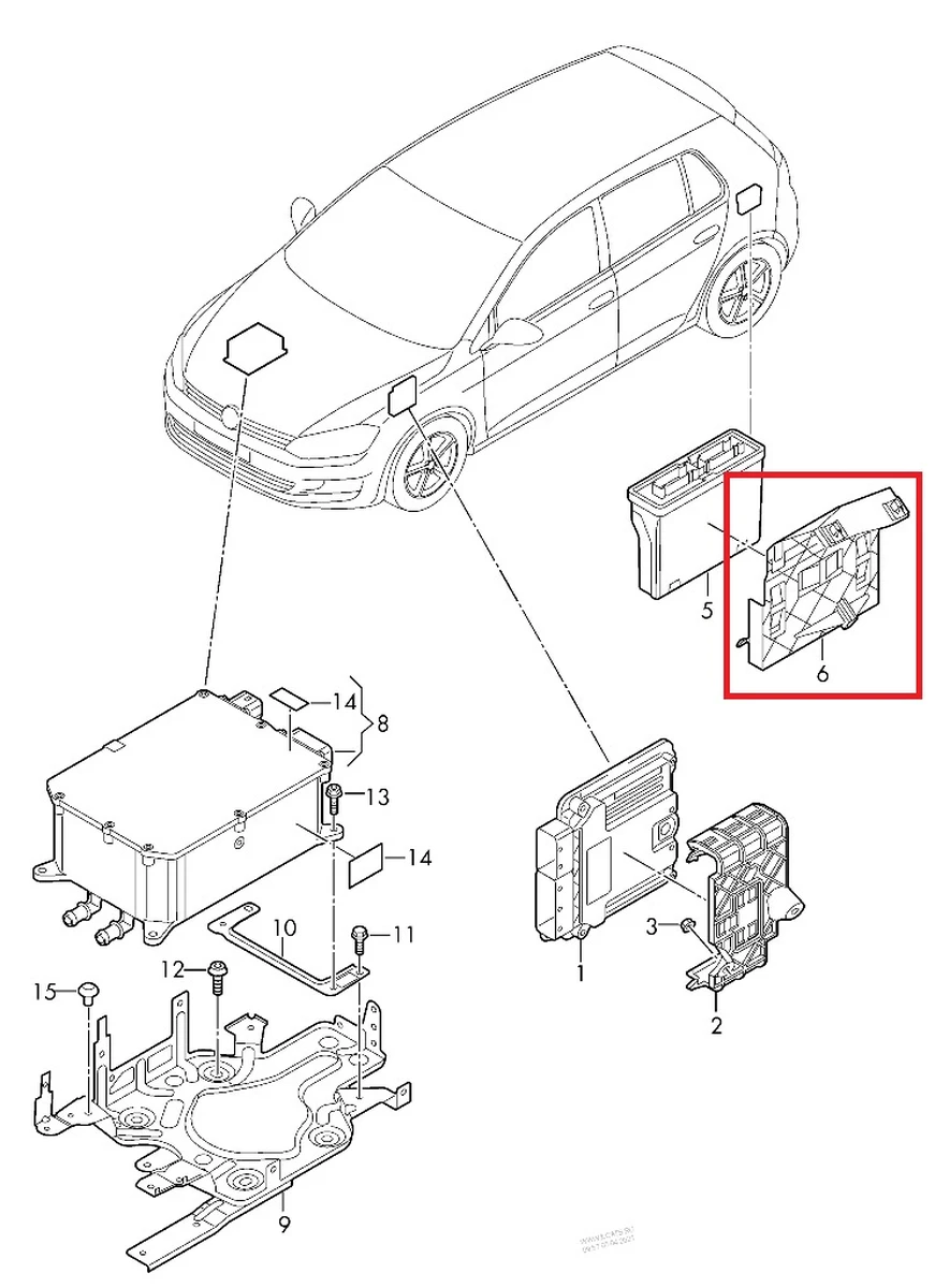 Кронштейн блока управления напряжением заряда высоковольтной батареи 5GE971280 Volkswagen E-GOLF