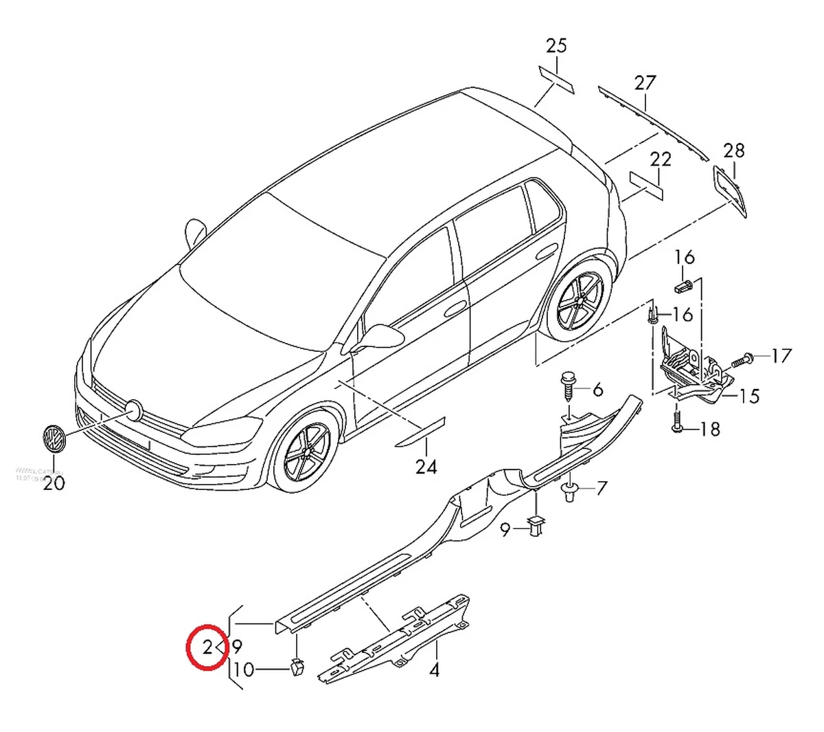 Sill trim left shetland 5GM853371BZA2 Volkswagen E-GOLF