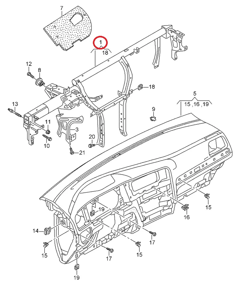Torpedo mounting frame 5GE857017 Volkswagen E-GOLF