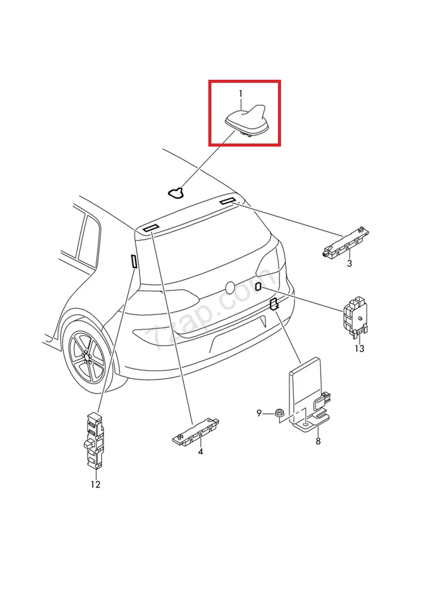 Антена комбінована для даху Volkswagen E-GOLF 5Q0035507L