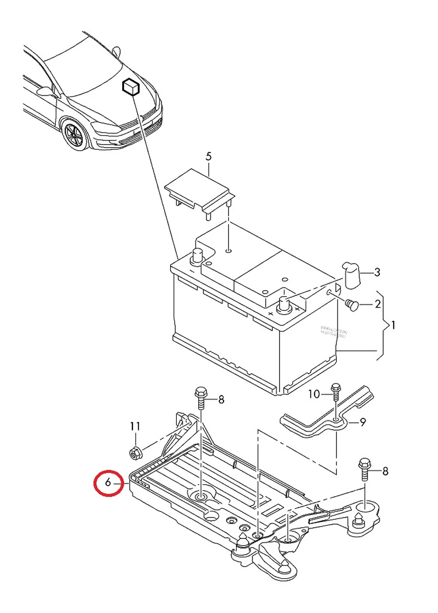 Lower battery mounting VW E-GOLF 5Q0915331J