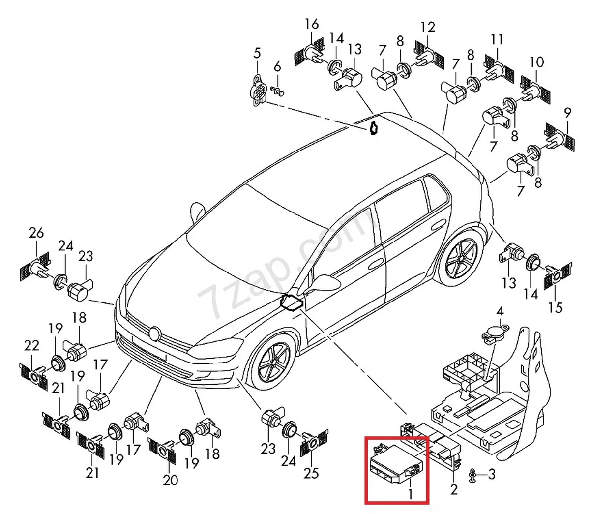 Блок управления парктрониками (парковочный ассистент) Volkswagen E-GOLF 5Q0919294E