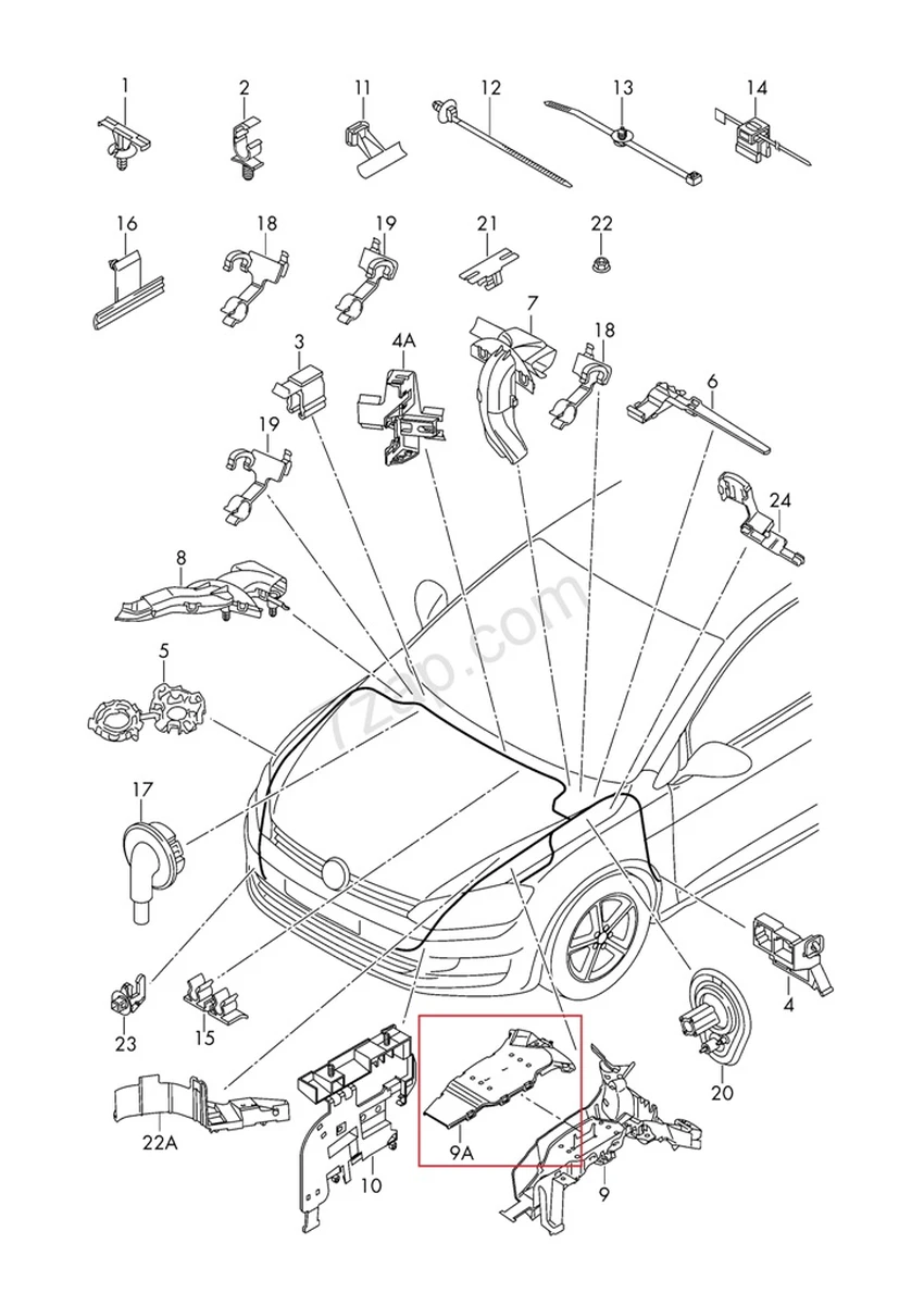 Верхня частина кабельного каналу VW E-GOLF 5Q0971879