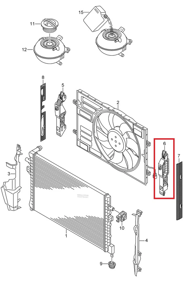 Кронштейн вентилятора радіатора лівий 5QE121068A Volkswagen E-GOLF