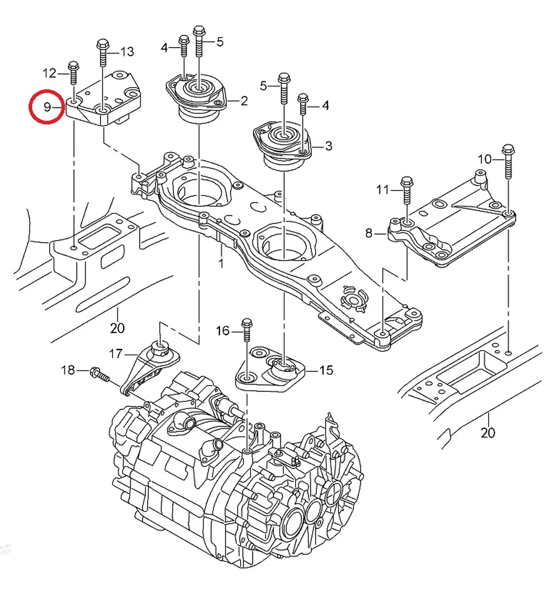 Опора кронштейна крепления двигателя правая 5QE199588B Volkswagen E-GOLF