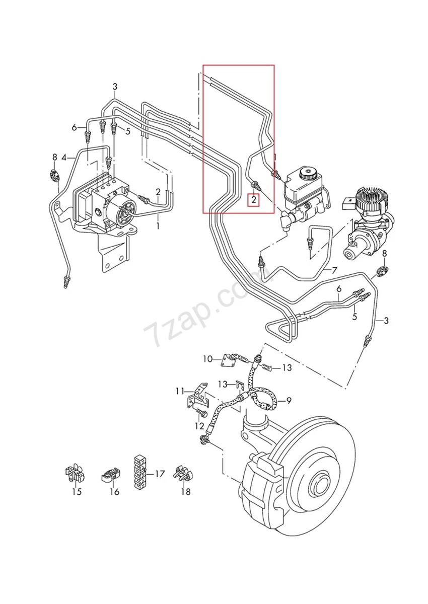 Трубка гальмівна від головного гальмівного циліндра до гідросистемі Volkswagen E-GOLF 5QE614740C