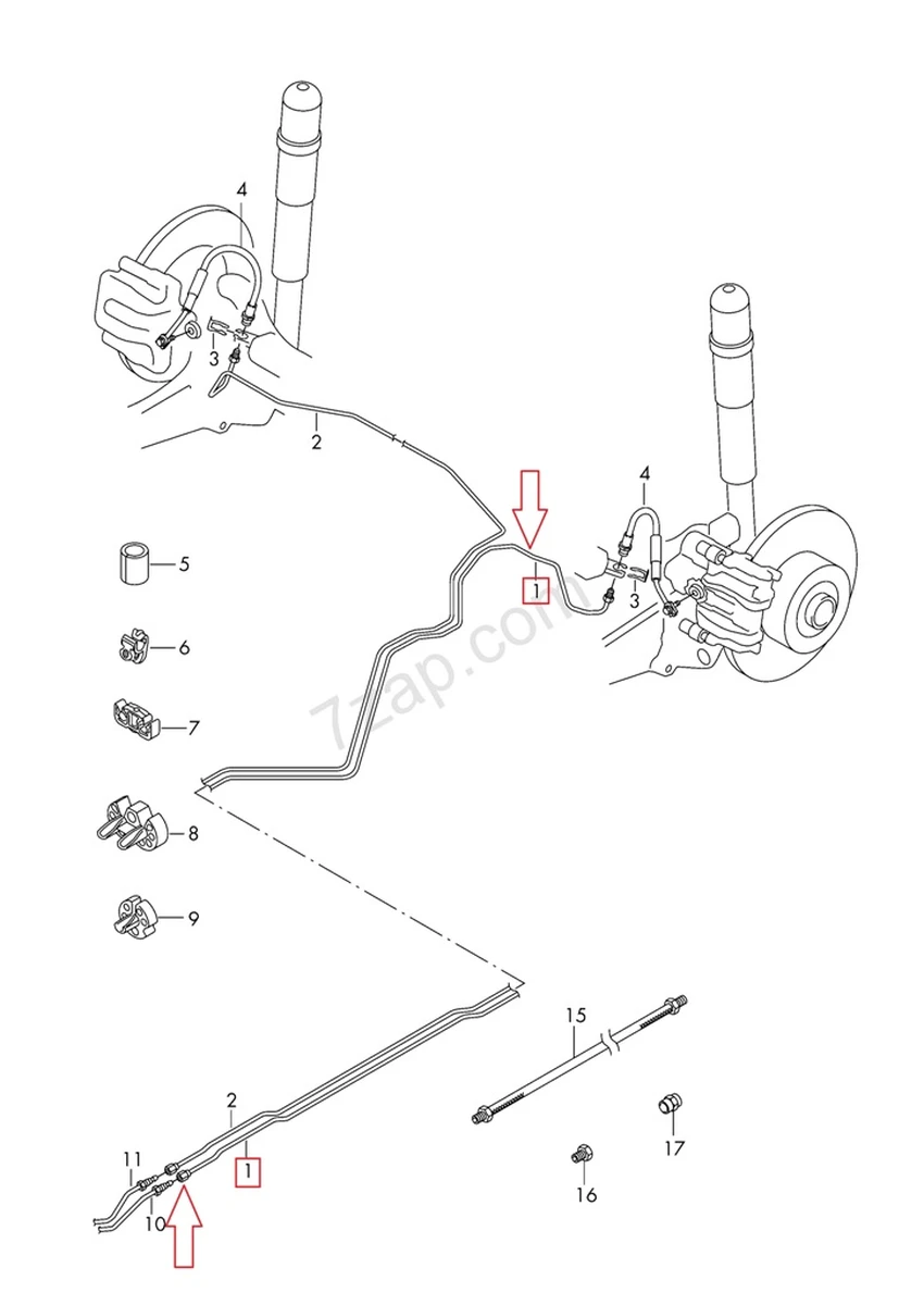 Трубка тормозного привода от соединения до тормозного шланга левого Volkswagen E-GOLF 5QE614741C