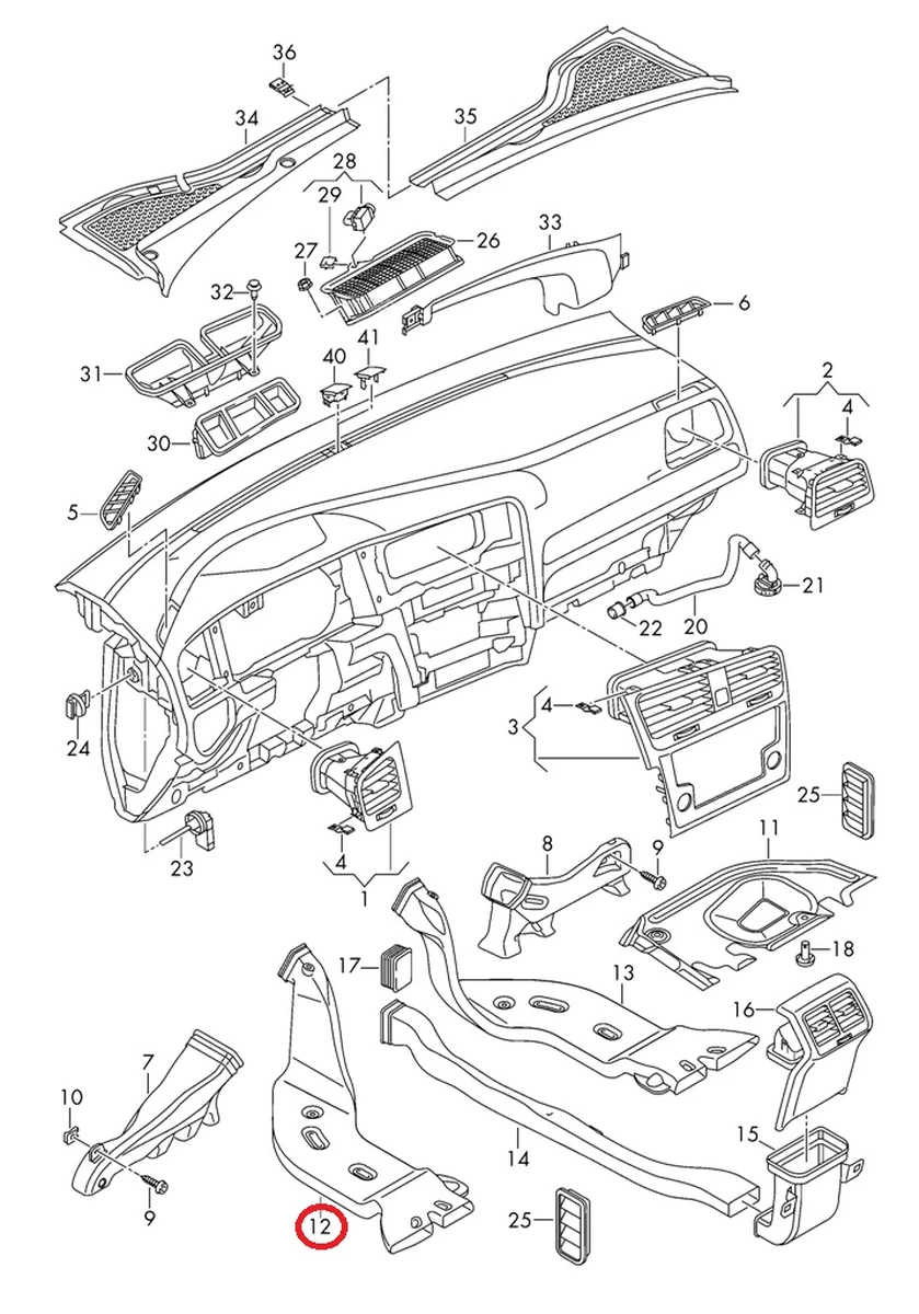 Повітропровід салону нижній лівий 5QE819805A Volkswagen E-GOLF