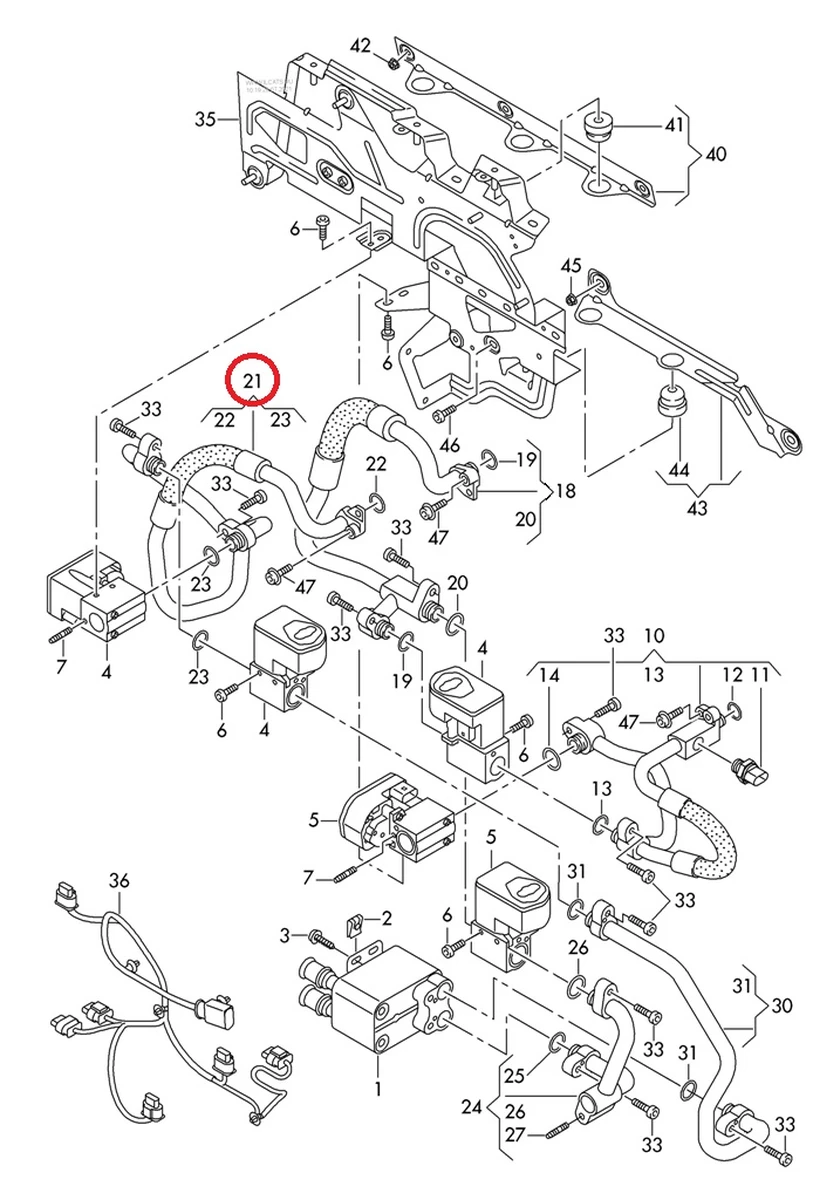 Air conditioning pipeline assembly Volkswagen E-GOLF 5QE820033A; assembled sealing ring 4E0260749A, 4E0260749B