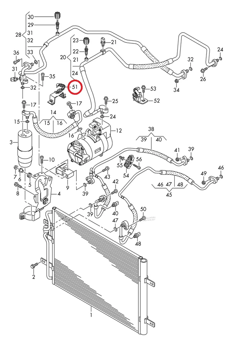 Кронштейн кріплення трубопроводів системи кондиціонування Volkswagen E-GOLF 5QE820769