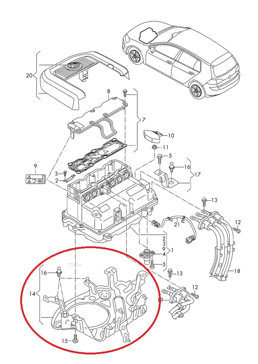 Electric motor inverter mounting bracket 5QE907101 Volkswagen E-GOLF