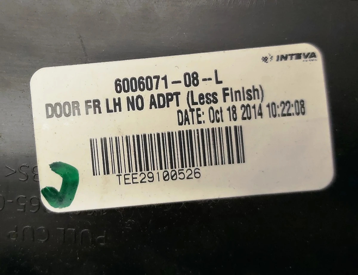 1 DR FR LH PURB/PVCB/PVCB BLACK NO ADPT Tesla model S, model S REST 6006071-08-L