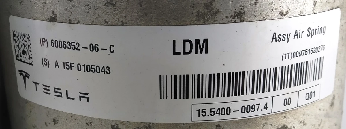 1 Модуль пневмо задній лівий (пневмобалон пропускає) Tesla model S 6006352-06-C