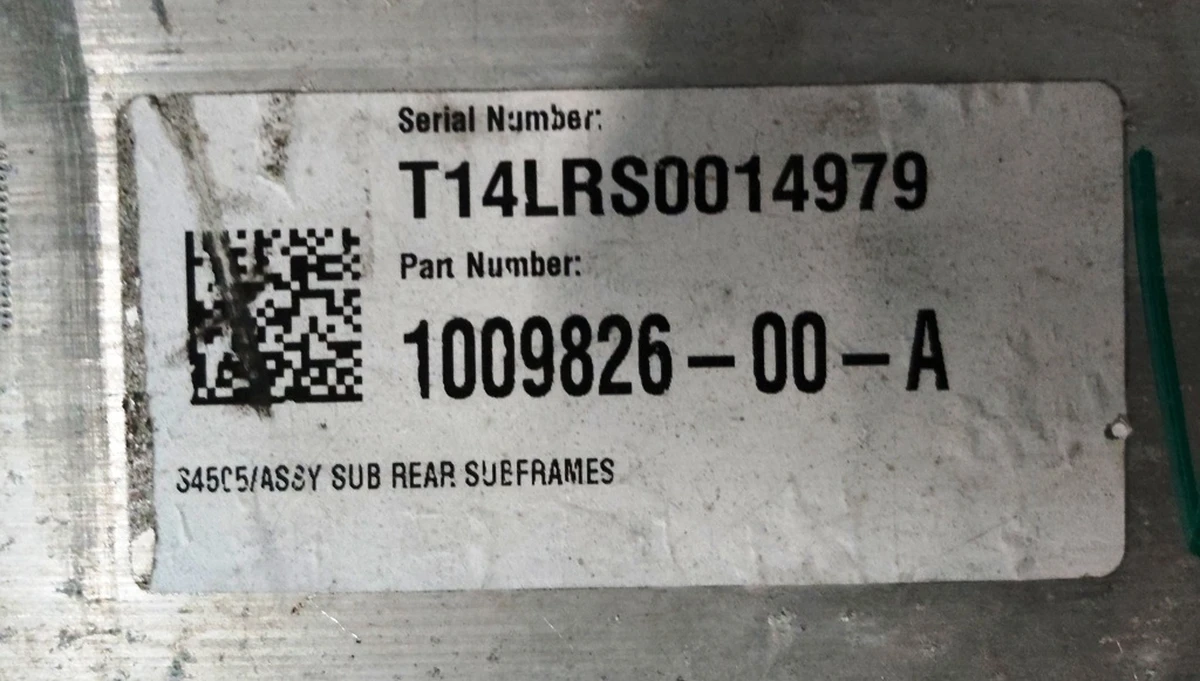 1 REAR SUBFRAME ASSEMBLY AWD_RWD Tesla model S, model S REST, model X 1009826-00-A