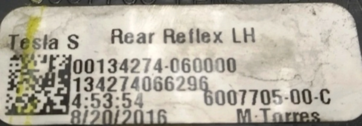 9 Відбивач заднього бампера лівий Tesla model S, model S REST 6007705-00-D
