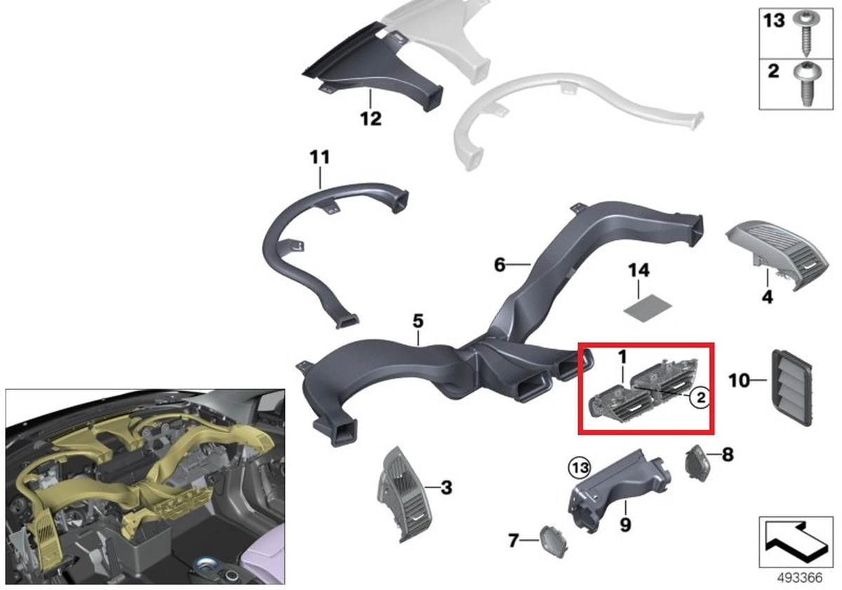 Radio and climate control panel °F assy BMW i3 61319352082