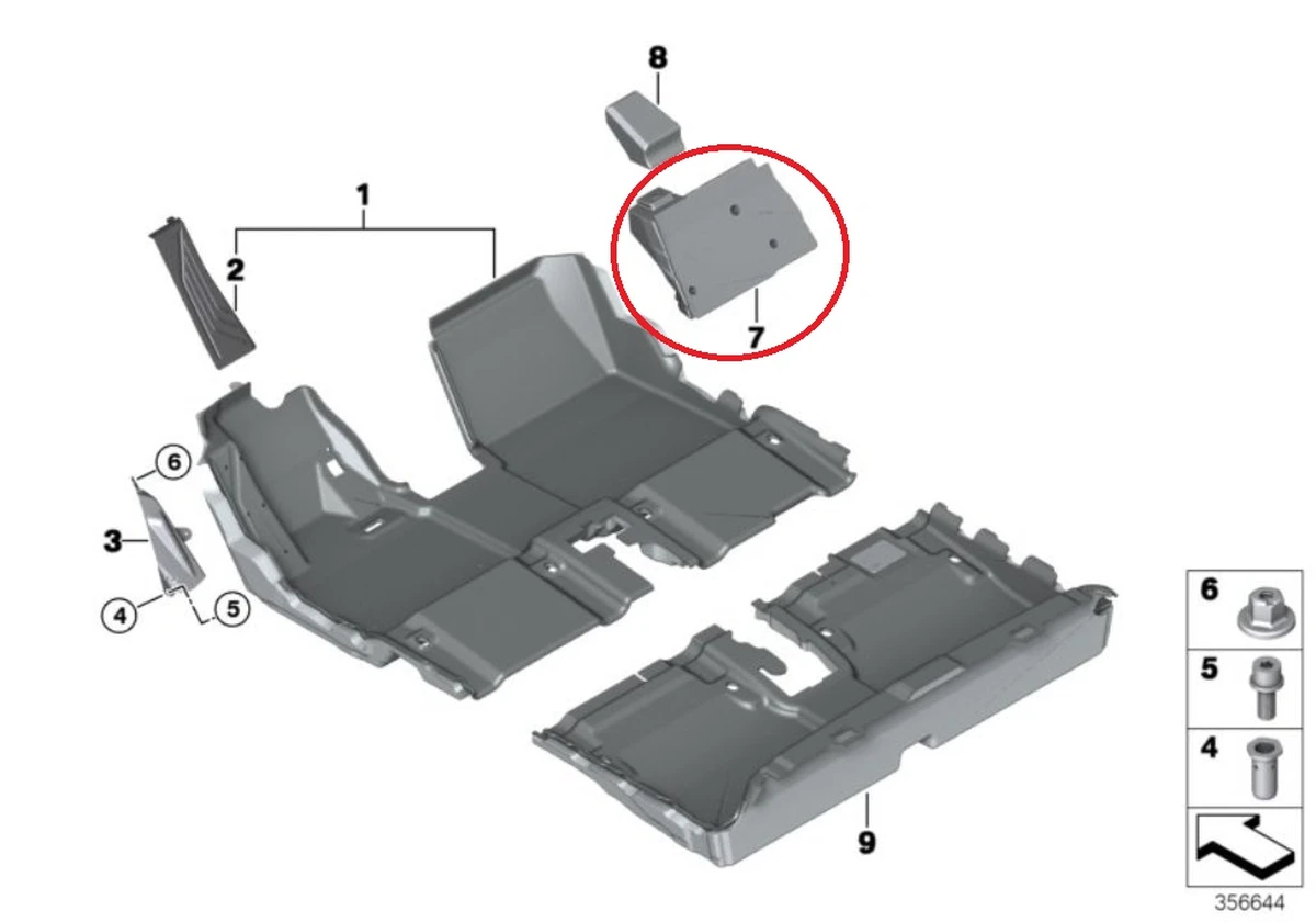 Панель заповнення пустот (1-й ряд) пасажирський упор ніг нижня BMW i3 51477288505