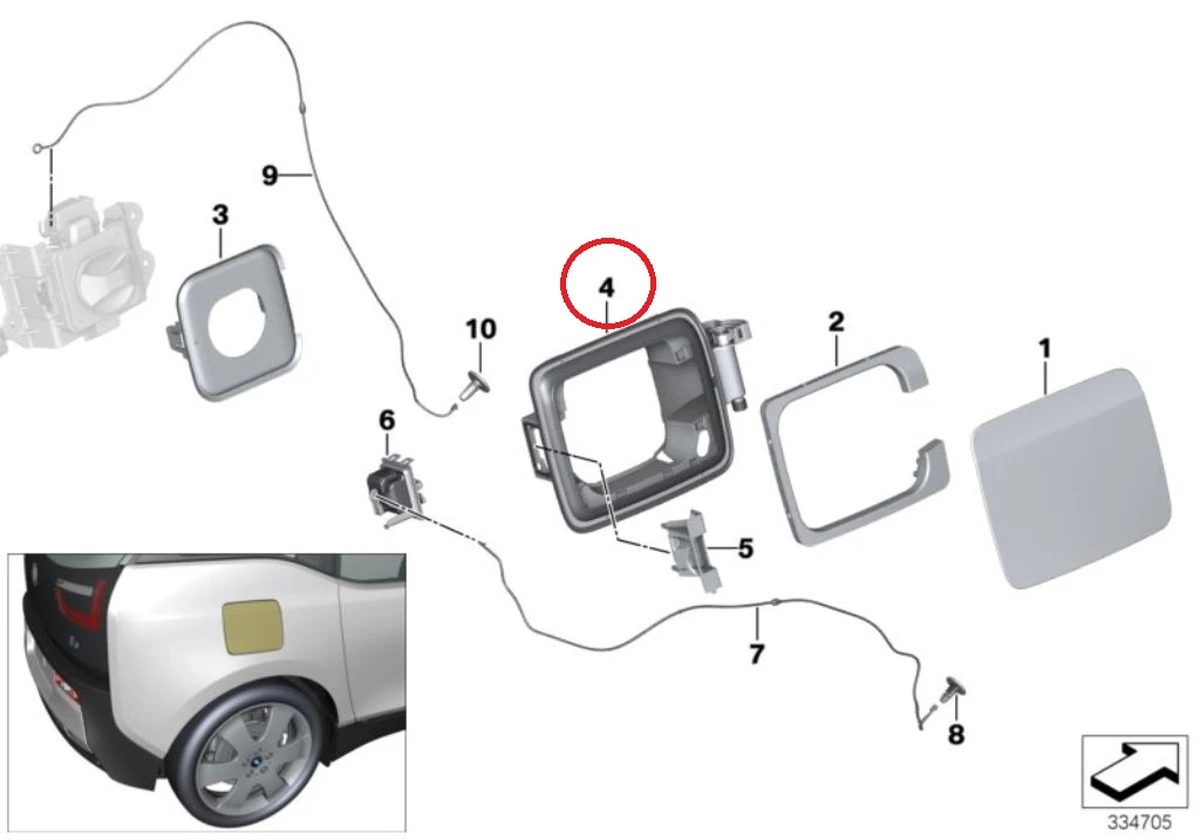 Люк порту зарядки в зборі з кришкою BMW i3 51177335767