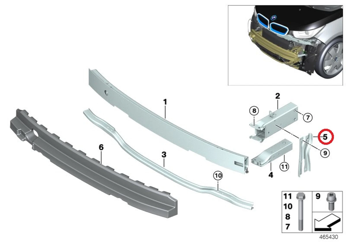 Strut, front left bottom US BMW I3 51647374809