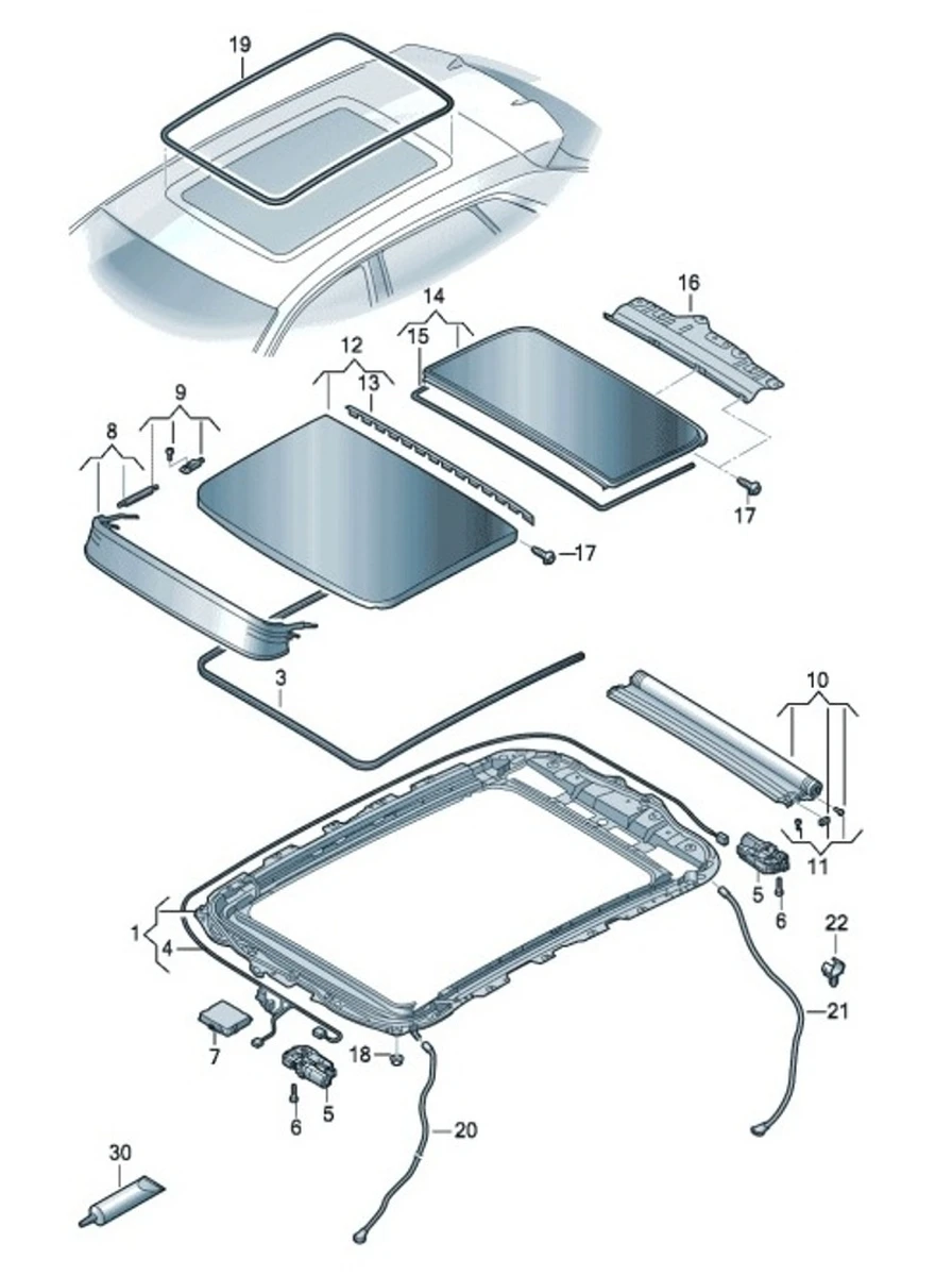 Крыша панорамная с люком в сборе Audi E-tron 83A8770413HZ