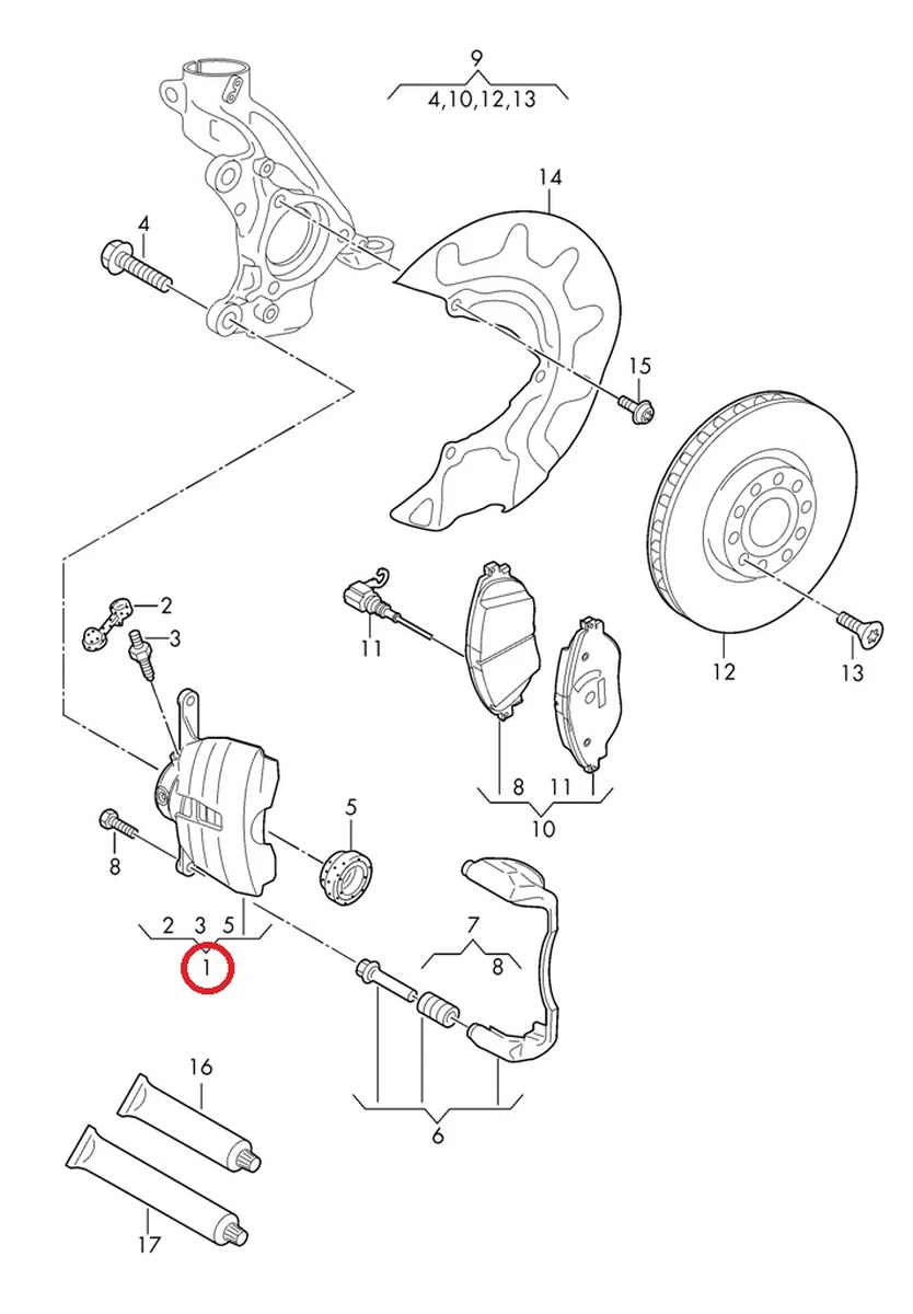 Корпус супорта гальмівного передній правий Volkswagen E-GOLF 8V0615124