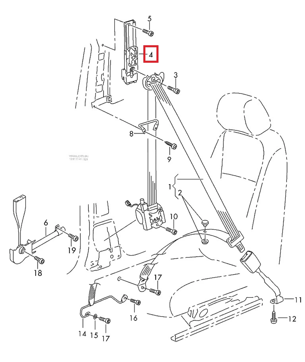 Механізм регулювання висоти ременя безпеки лівий правий Volkswagen E-GOLF 8V0857819