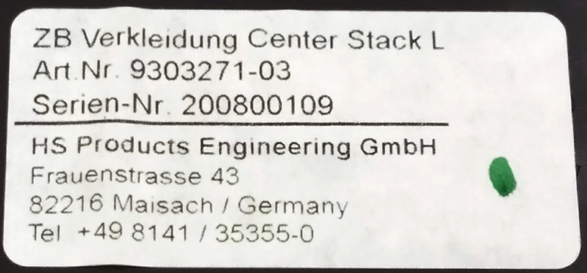 Center console trim, lower middle assembly with mesh BMW i3 51459303271