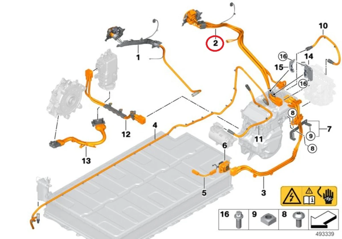 Кабель високовольтний AC порту зарядки в зборі з тросом аварійного відкриття BMW i3 61129340787