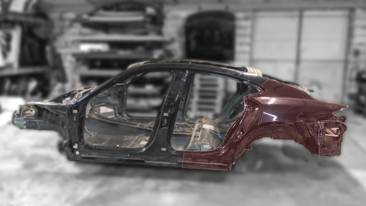 Rear left quarter assembly with C/D pillar Paint code: C9X Porsche Taycan 9J1809087
