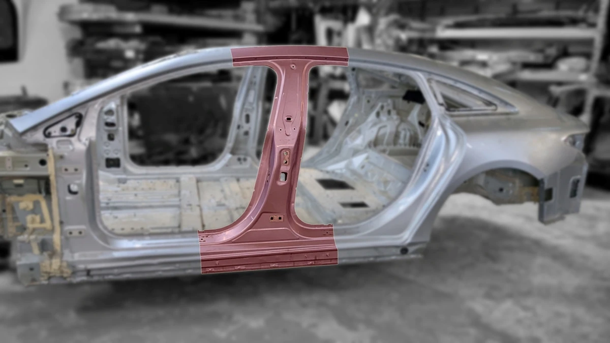 Body cut-off part of pillar B left 922 Hightech Silber Mercedes EQS A2976301100