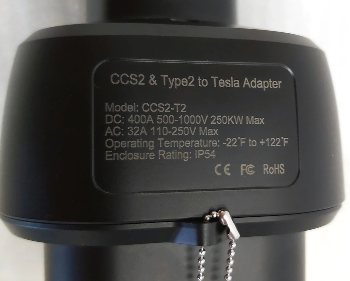 Адаптер зарядки універсальний (2 в 1) AC-50A DC 250kW 1000V 400A CCS2 59mm Tesla all models CCS2 AC DC