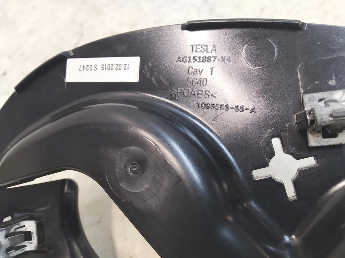 5 1ST ROW LEFT HAND seat recline cover outer - HI GLOSS AG151887-X4 Tesla Model S REST, Model X 1066590-00-B